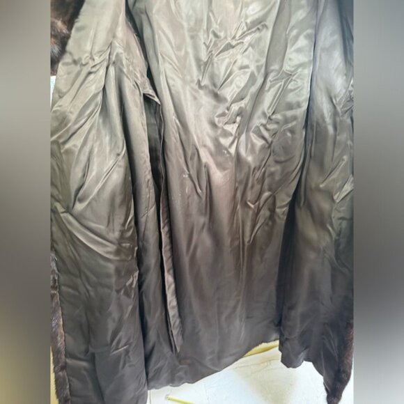 TheRoom Vintage 80s Mink Fur Coat Long Quality Dark Brown Pocket Jacket Shawl 12 - Picture 13 of 16